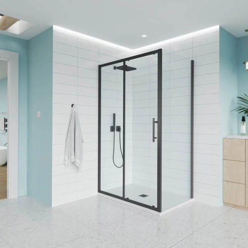 Душевой угол Veconi Evo 100SP B 1200х900x1950, черный матовый, прозрачное стекло