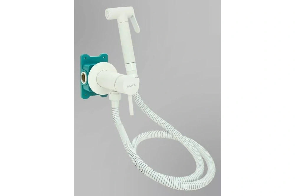 Смеситель с гигиеническим душем ALMAes Benito AL-859-06 белый матовый от магазина Vanna-Vanna.ru!