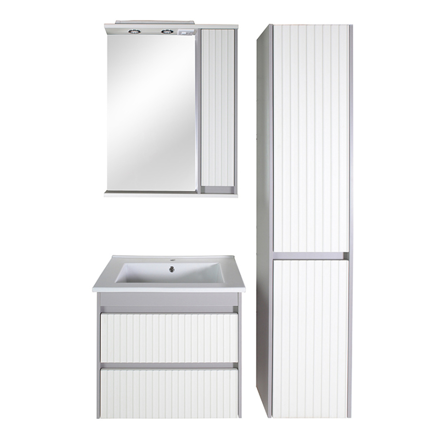 Мебель для ванной Асб-мебель Мирано 65 комплект, напольный, слоновая кость/шиншилла серая