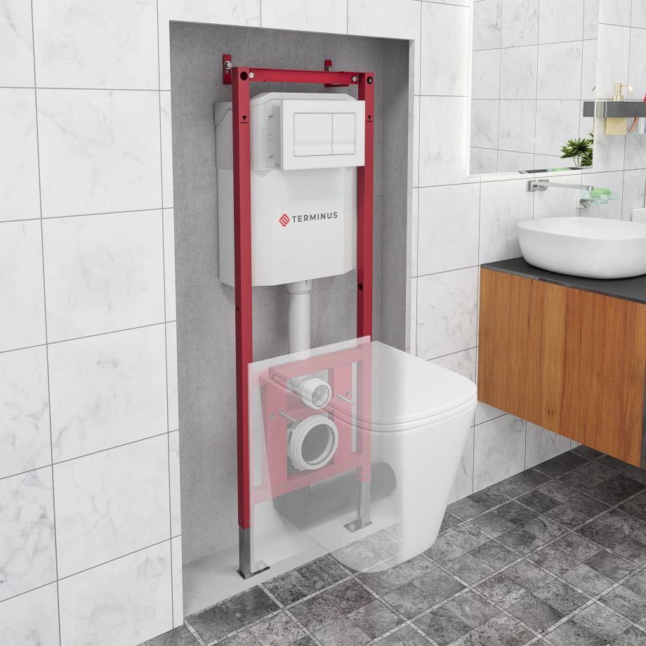 Инсталляция для подвесного унитаза 400х1160 (4 в 1 с клавишей смыва) Terminus