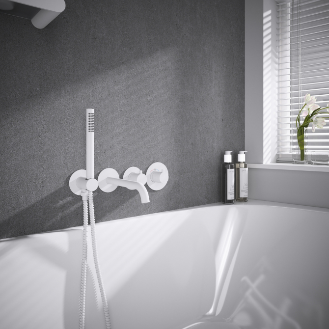 Смеситель встроенный для ванны с душем с термостатотом Timo Saona 2324/16YSM белый матовый