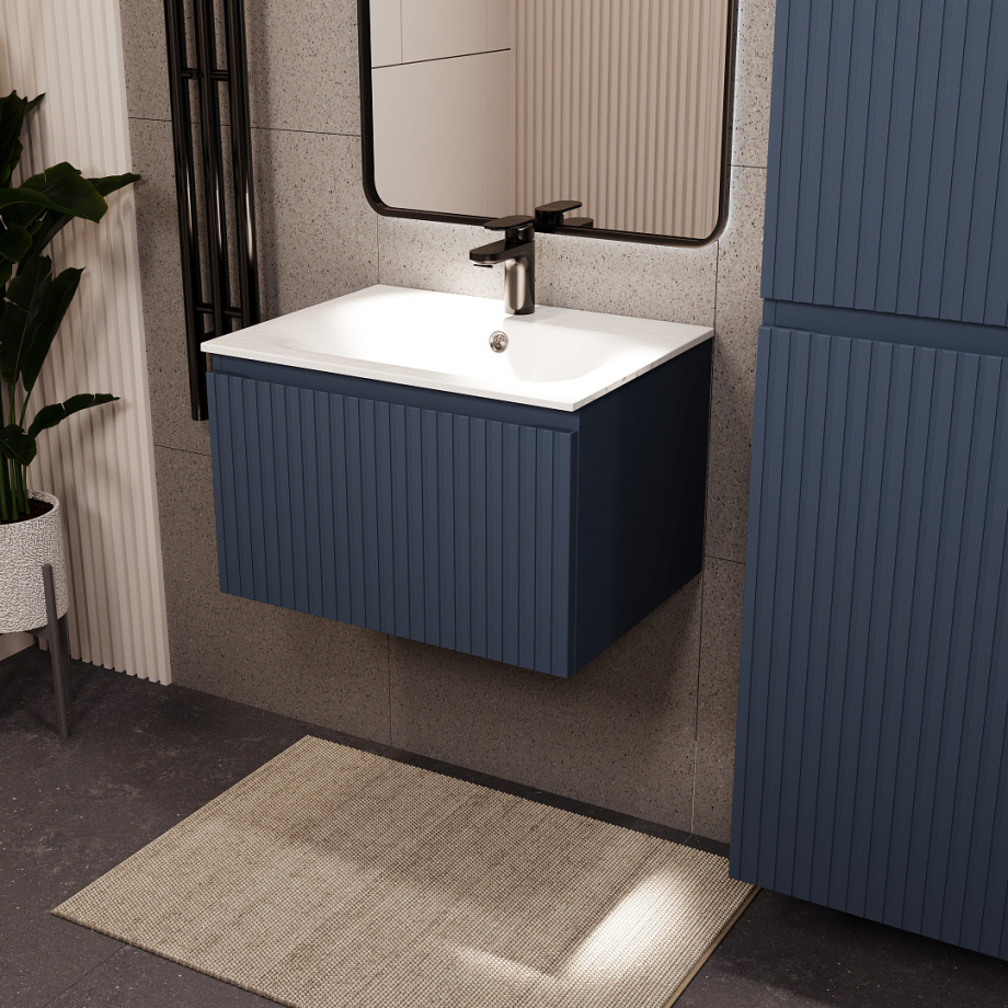 Тумба с раковиной подвесная (60 см) Terminus Vatikan VAT10601703101O, серый шёлк