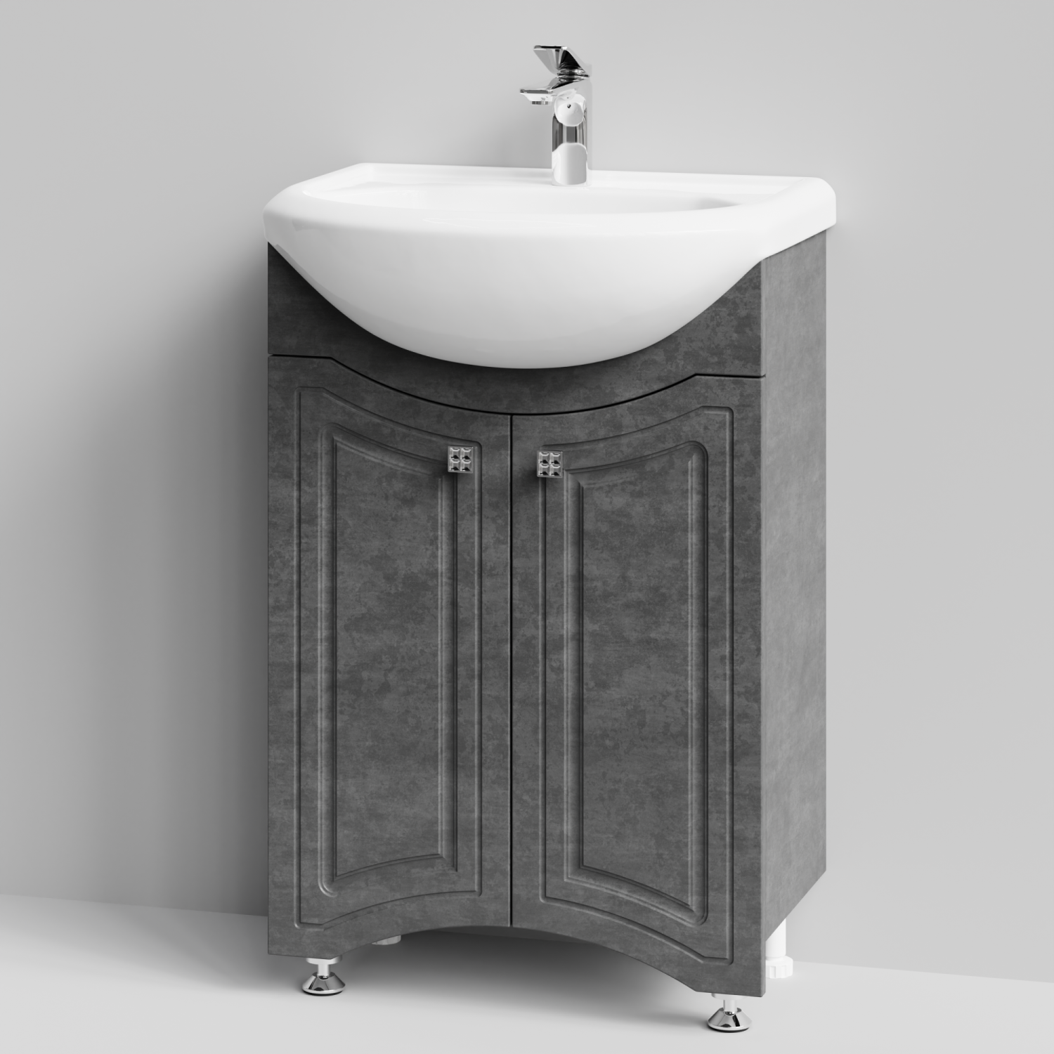 Тумба с раковиной Адам 55 напольная, Серый камень
