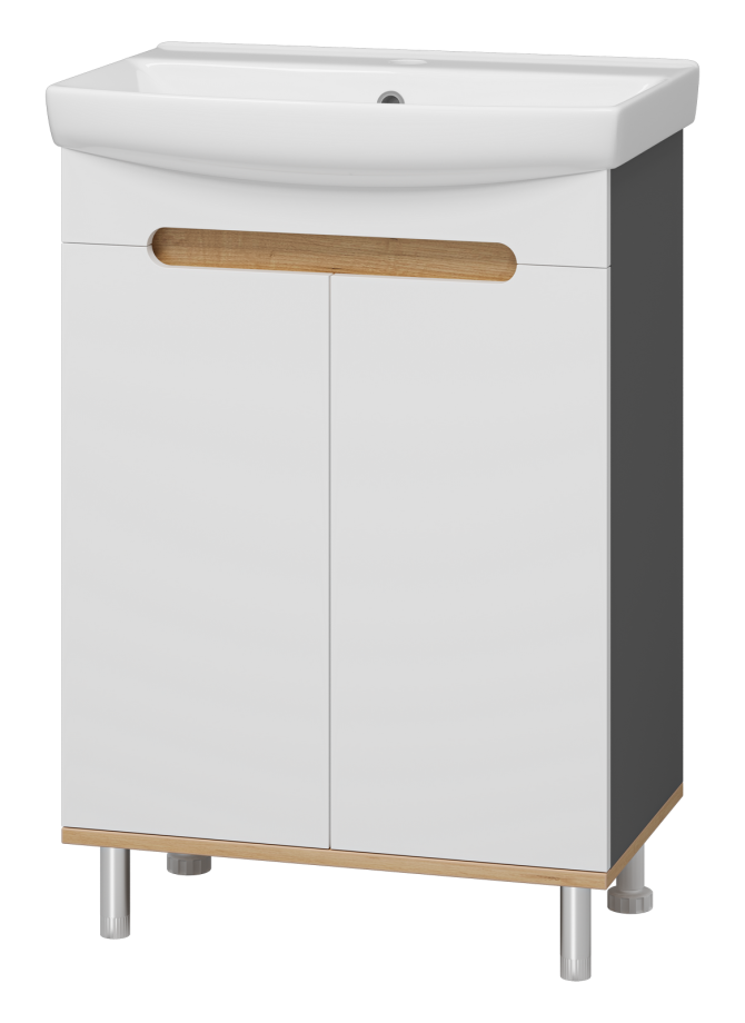 Тумба с раковиной Misty Сканди 60 белый/дуб крафт золотой