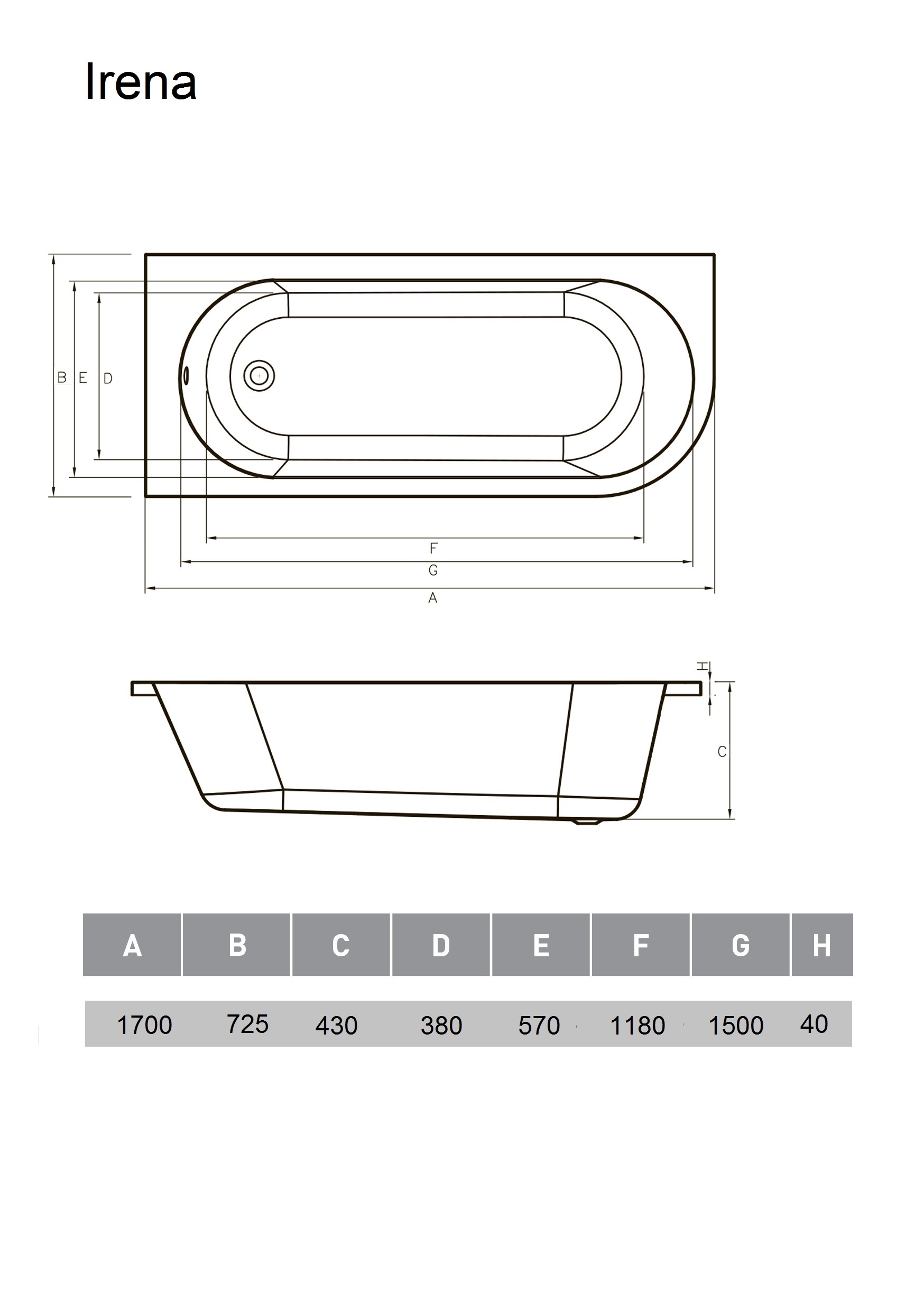 Ванна акриловая Vayer Irena 170х72 L