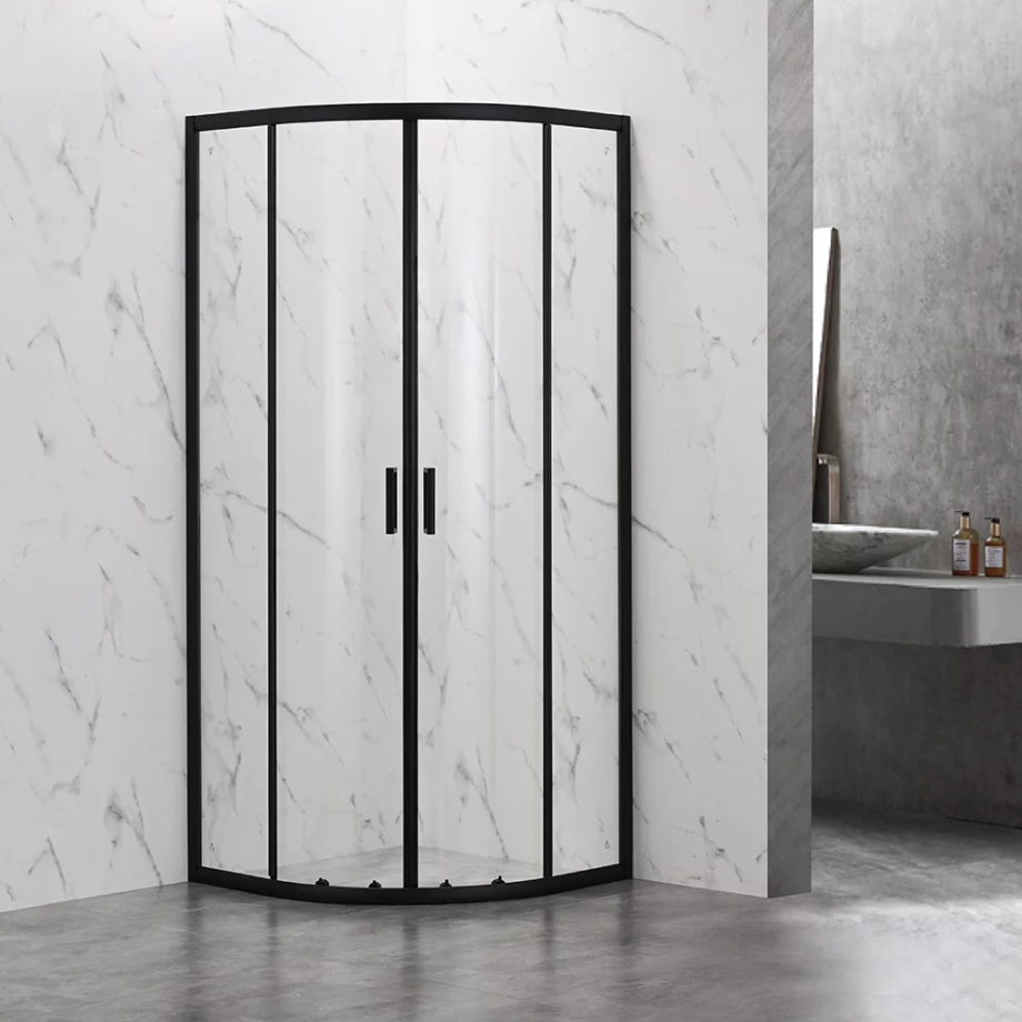 Душевой угол Veconi Rovigo RV-202B, 800x800x1900, черный, стекло прозрачное