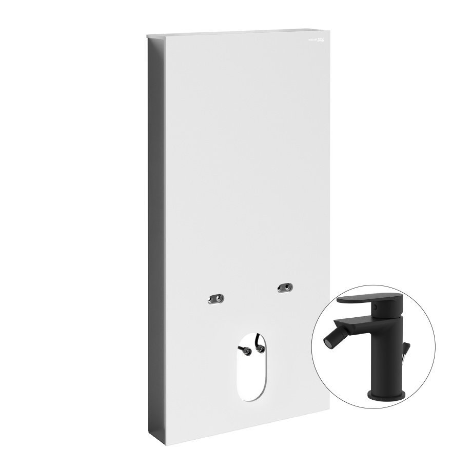 Комплект для биде со смесителем WasserKraft Naab 86BDT.050.WH.SQ7406 инсталляция (пристенный модуль)