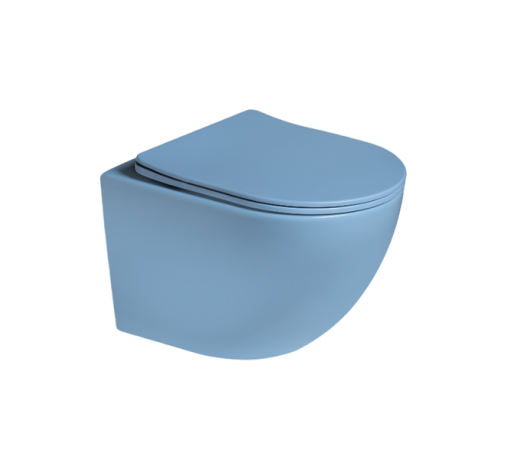 Унитаз SantiLine SL-5005T-BL подвесной, с микролифтом, голубой матовый