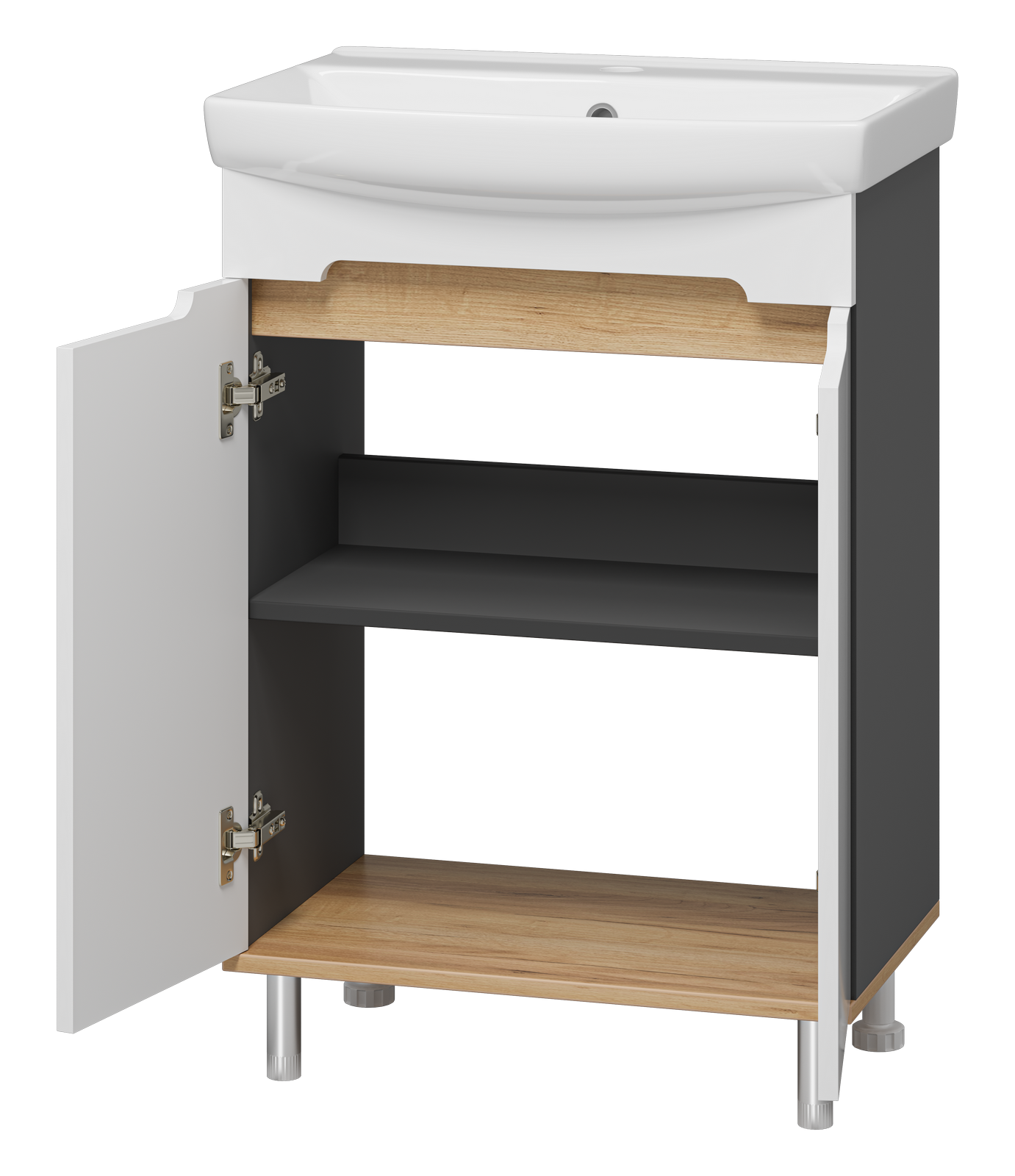 Тумба с раковиной Misty Сканди 60 белый/дуб крафт золотой