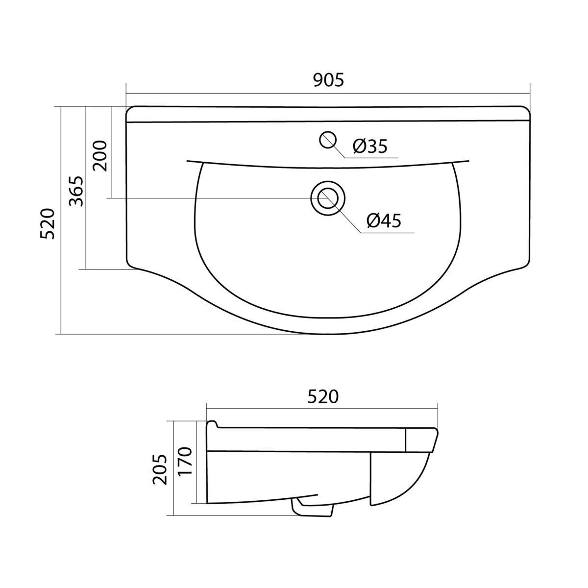 Тумба с раковиной Адам 90 напольная, Дубослив ореховый светлый, петли справа