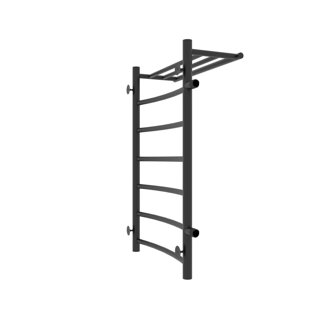 Полотенцесушитель водяной Laris Классик П7 500х800 L МЦ 500-1, боковой, с полкой, черный матовый