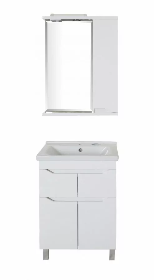 Зеркало со шкафчиком Асб-мебель Бари 60 R свет, белый