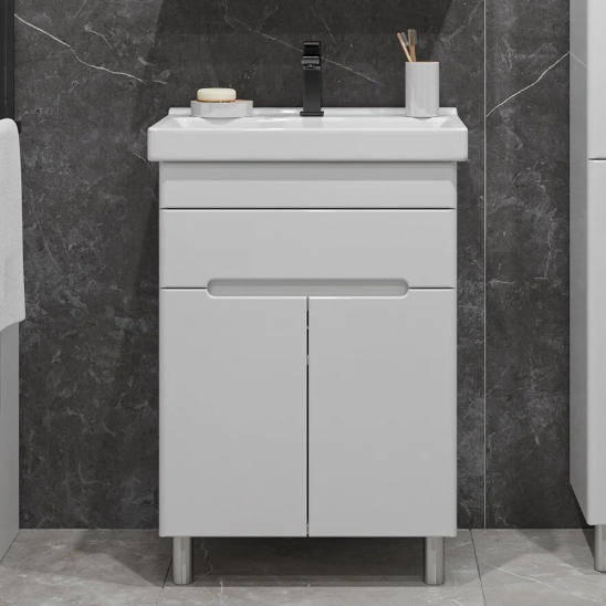 Тумба напольная SanStar Модена 60 с раковиной Фест 60, белая