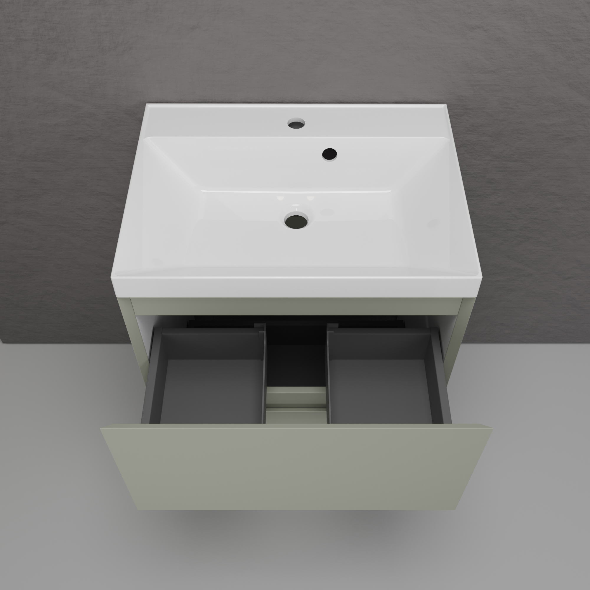 Тумба напольная Style Line Манхэттен 60 Эмаль, с раковиной Asti 60 белый, олива