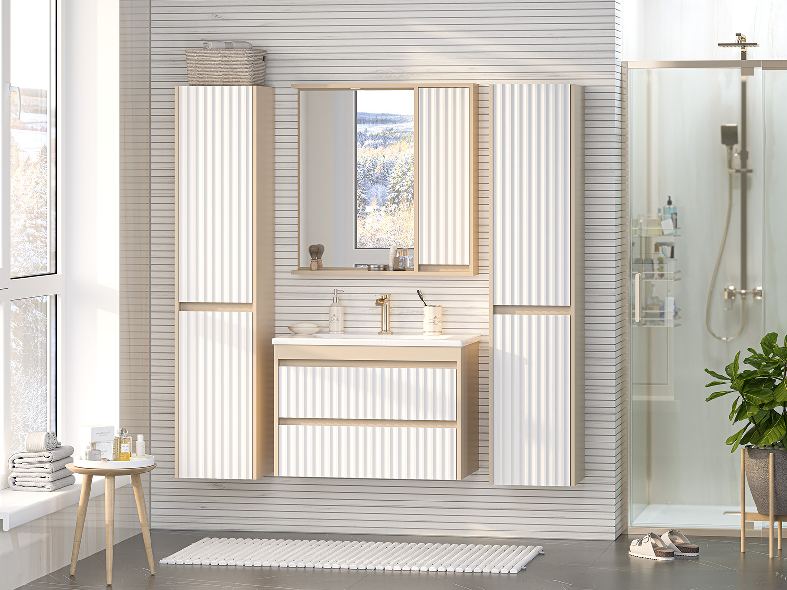 Зеркало-шкаф Brevita Balaton 80 R, белый/бежевый