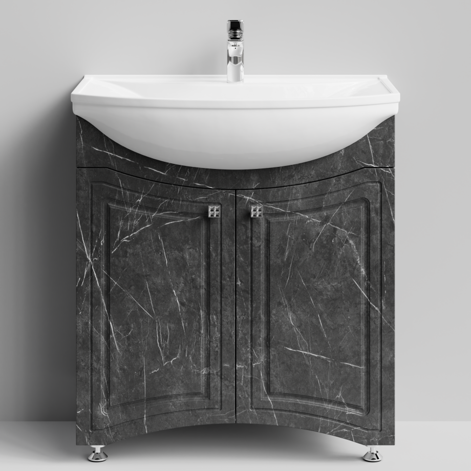 Тумба с раковиной Адам 75 напольная, Мрамор Графит софт тач