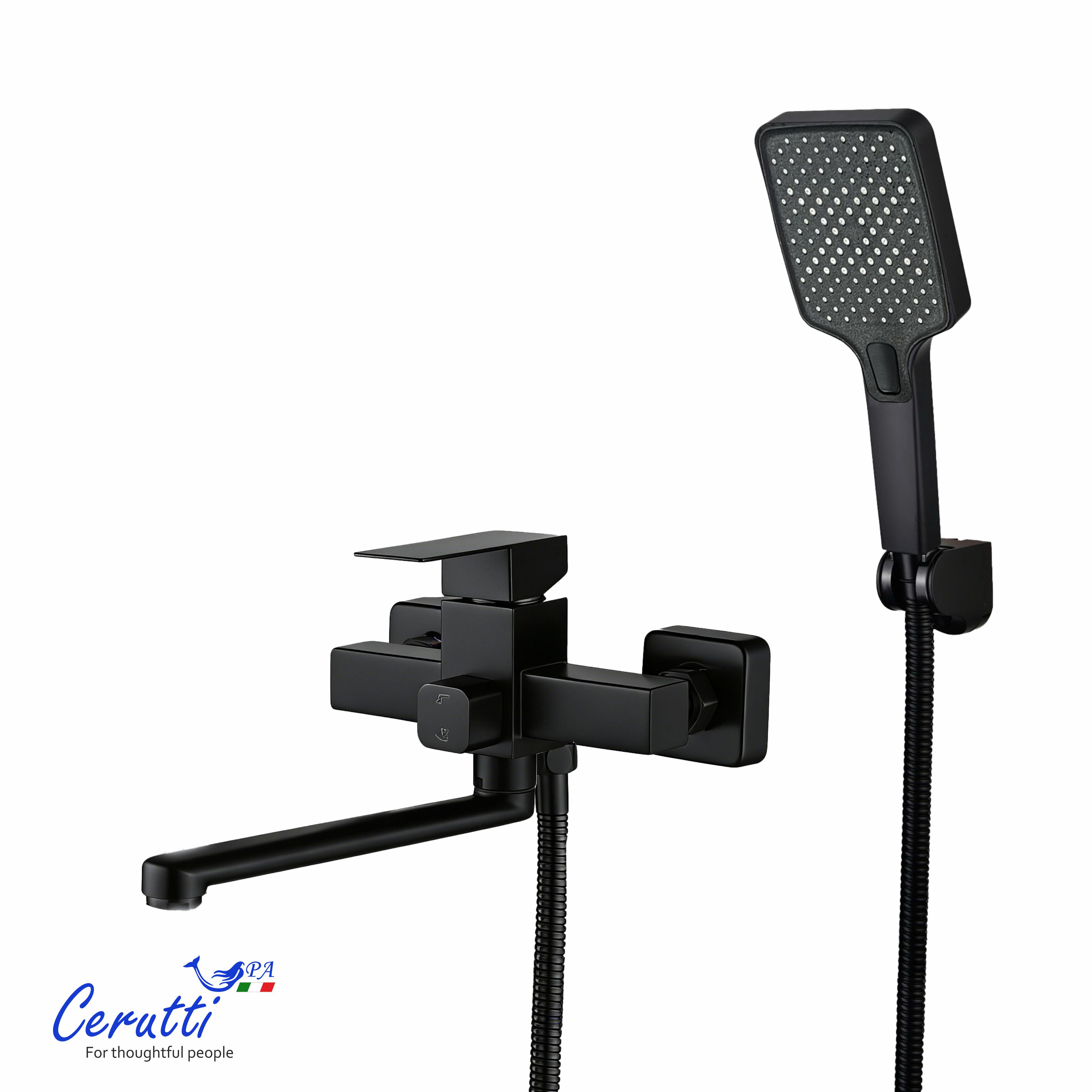 Смеситель для ванны Ceruttispa Клелия VXLMB (CLELIA VXLMB) из нержавеющей стали, цвет черный матовый