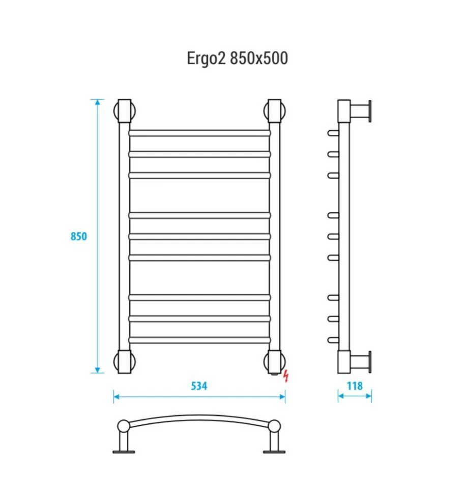 Полотенцесушитель электрический Energy Ergo2 850x500 черный матовый