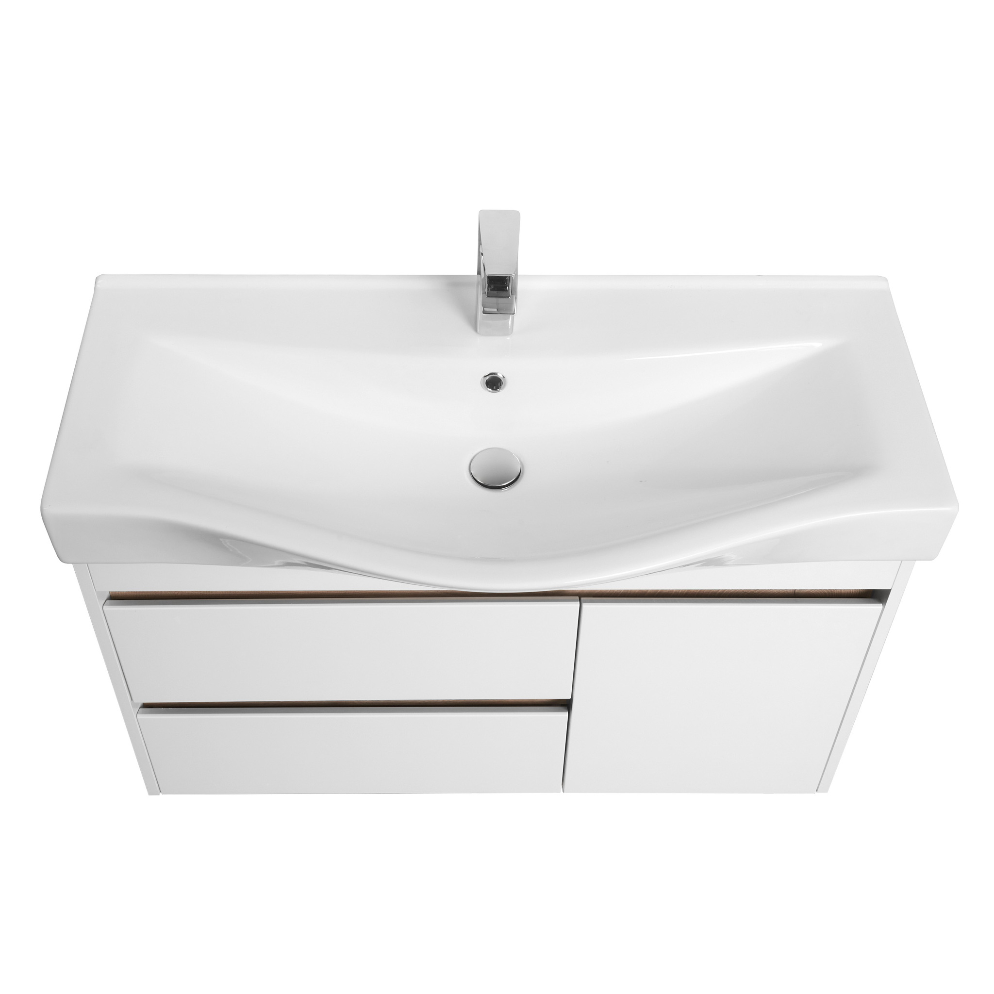 Тумба Aquaton Нортон 100 с раковиной Беверли 100, 2 ящика, 1 дверь, подвесная, белая