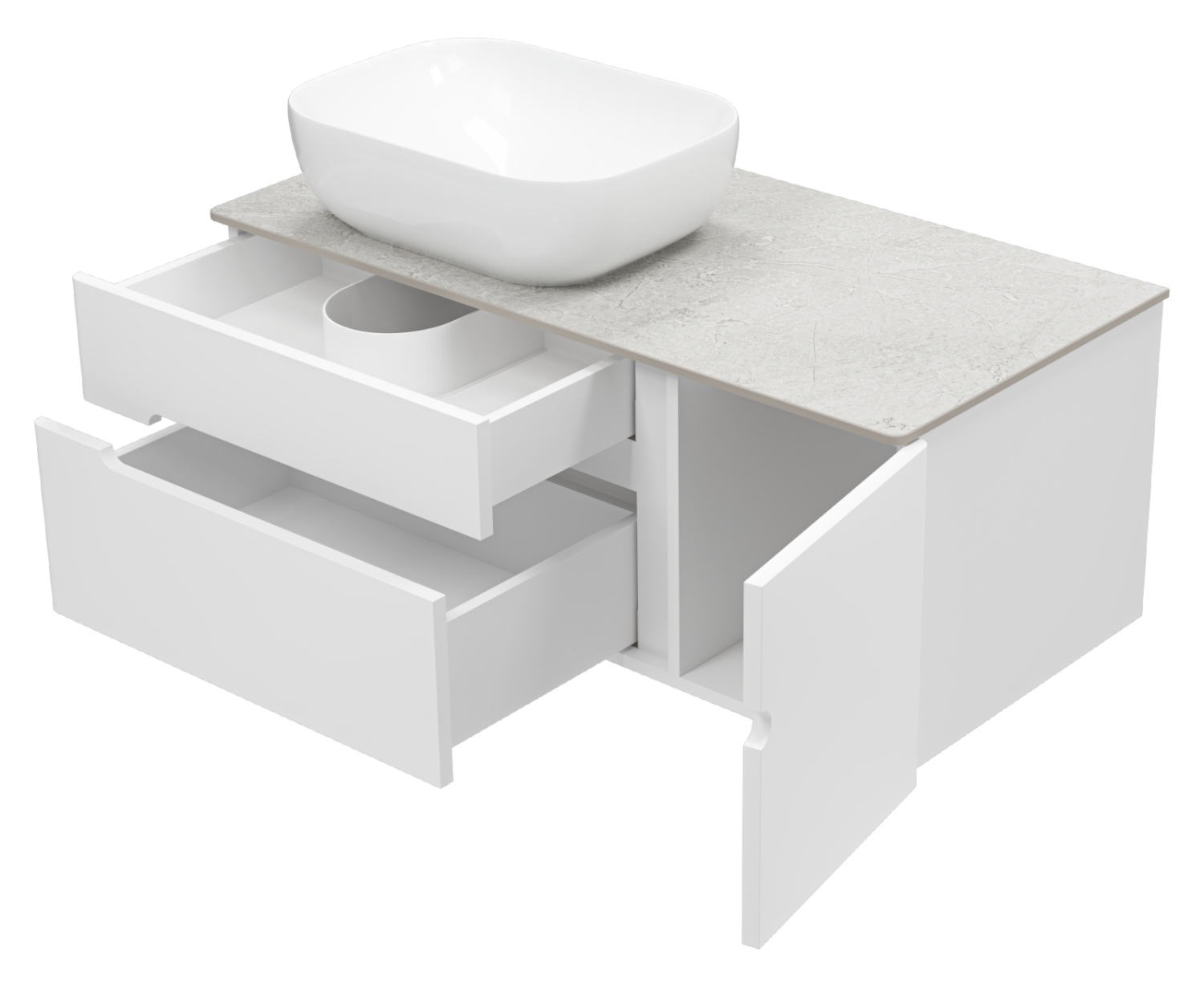 Тумба с раковиной Misty Роял 100 подвесная, белый