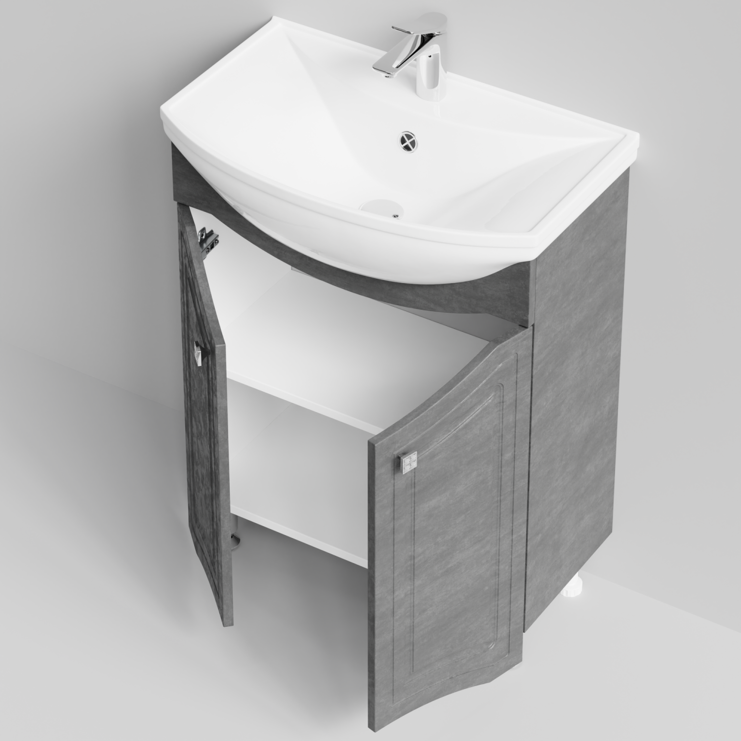 Тумба с раковиной Адам 65 напольная, Серый камень