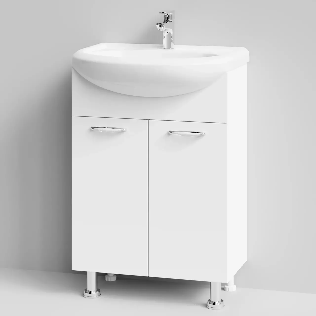 Тумба Vod-ok Классик с раковиной Уют 55 напольная, белая