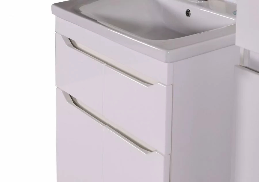 Тумба с раковиной Асб-мебель Бари 80-2.2 напольная, 2 двери, 2 ящика, белый