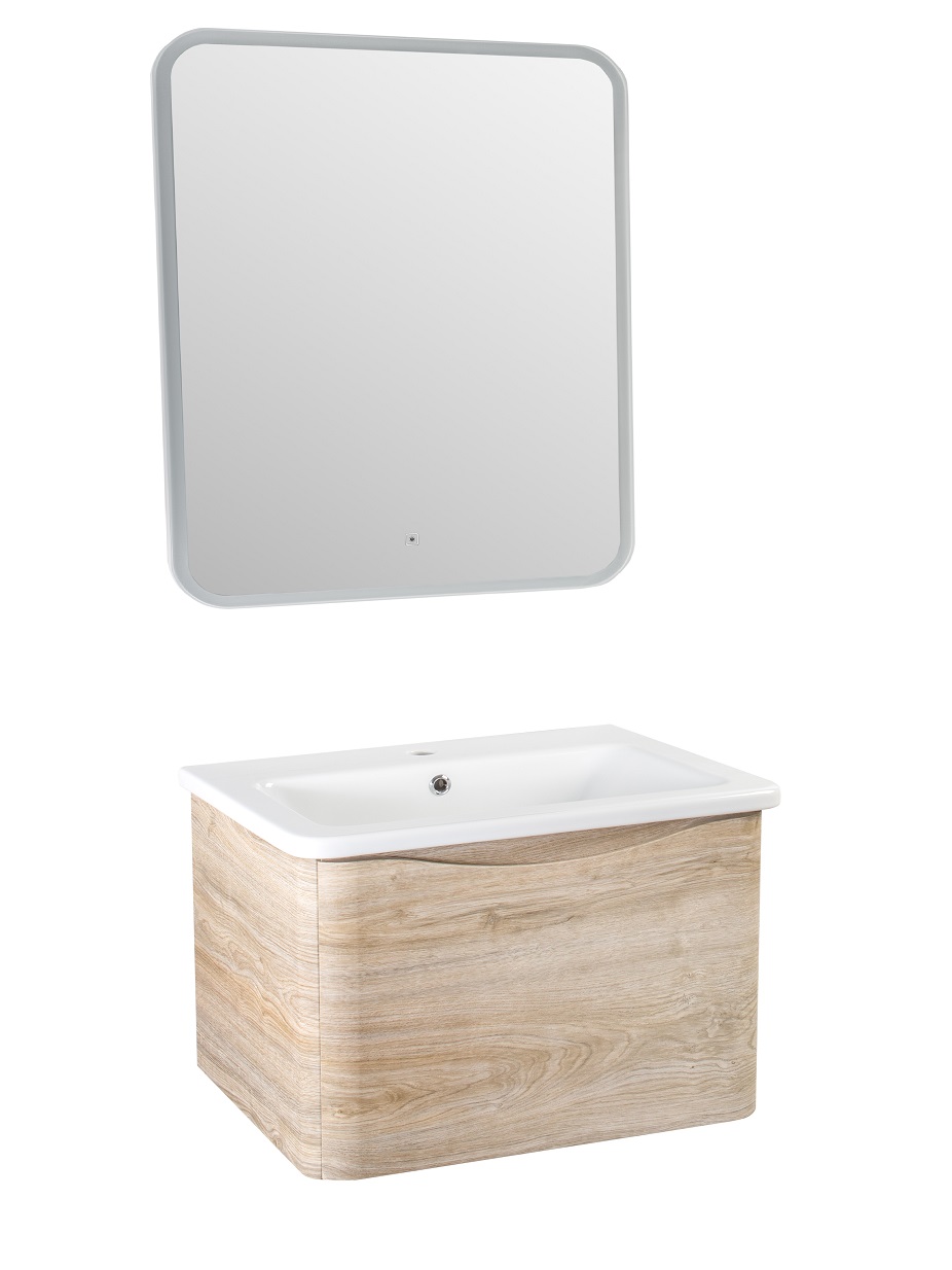 Тумба подвесная Runo Тоскана 80 с раковиной Никсон 80, светлое дерево