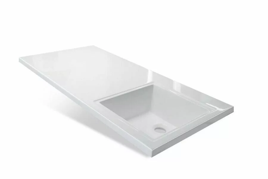 Тумба напольная Style Line Даллас 100 Люкс Plus Эмаль с раковиной Даллас 100 под стиральную машину, два ящика, правая, белая