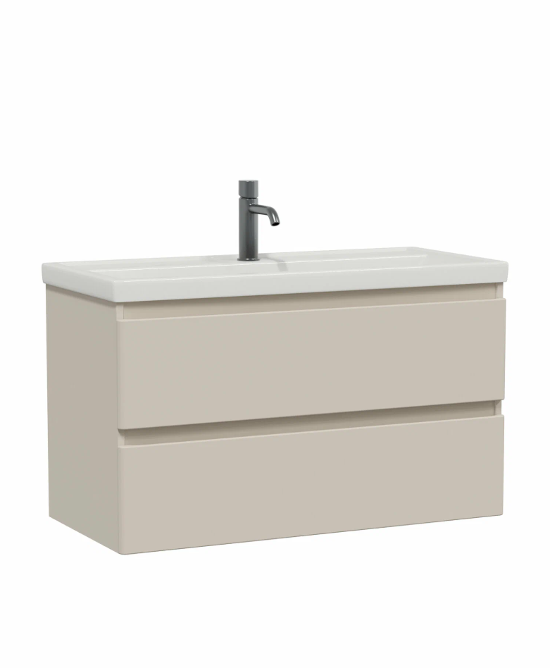 Тумба подвесная SanStar Riana 100 с раковиной Фостер 100, cappuccino