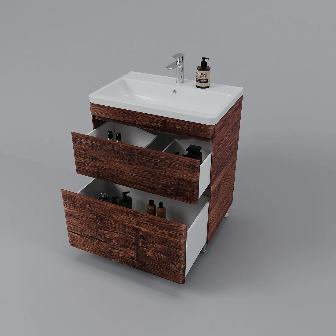 Тумба напольная Style Line Атлантика 70 Plus Люкс с раковиной Атлантика 70, старое дерево