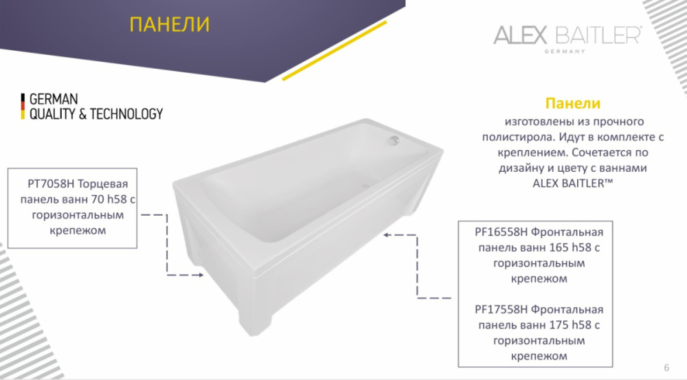 Ванна акриловая Alex Baitler Onega 165x70 от магазина Vanna-Vanna.ru!