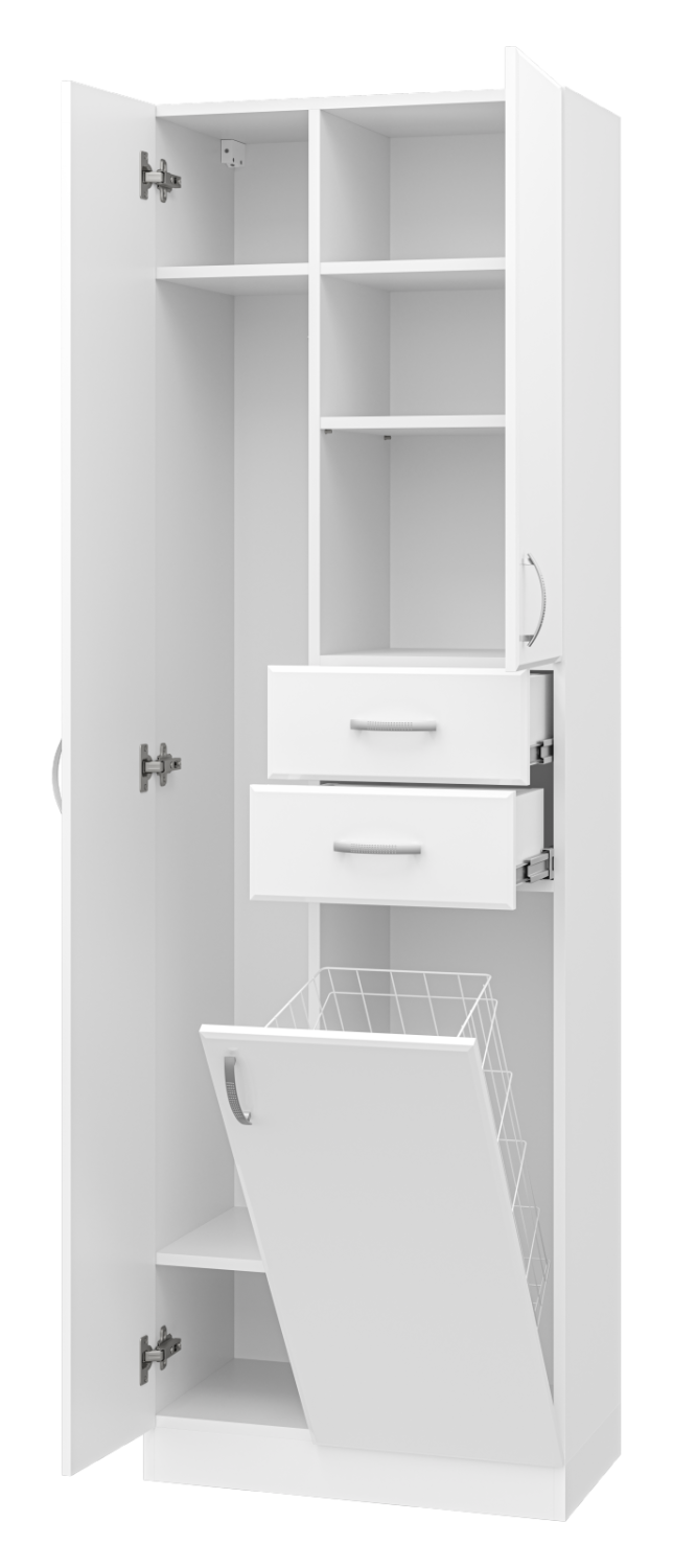 Пенал Misty Мисти 60 напольный, с бельевой корзиной, белый