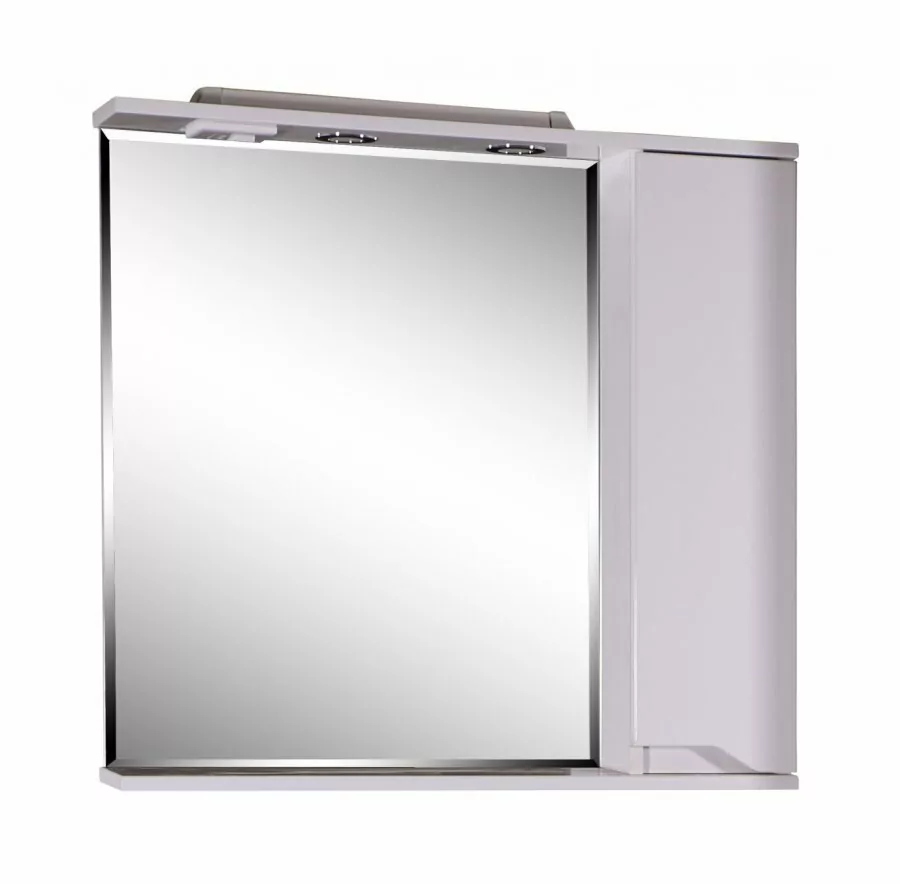 Зеркало со шкафчиком Асб-мебель Бари 80 R свет, белый