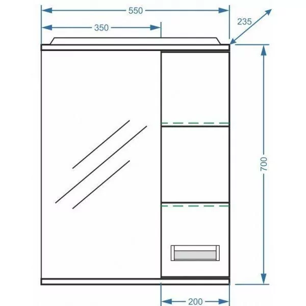 Зеркало со шкафчиком Stella Polar Фиора 55 R свет, белый