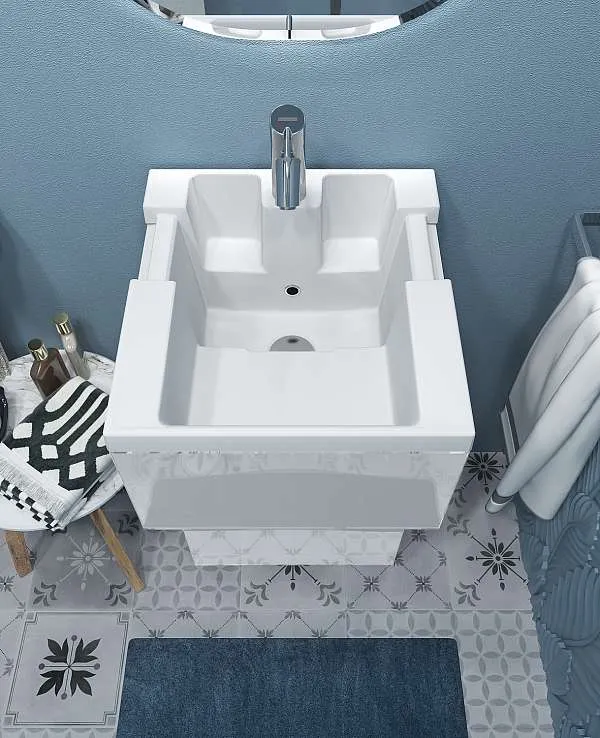 Тумба с раздвижной раковиной напольная 1Marka Bumble 40Н 2я, 2 ящика, белый