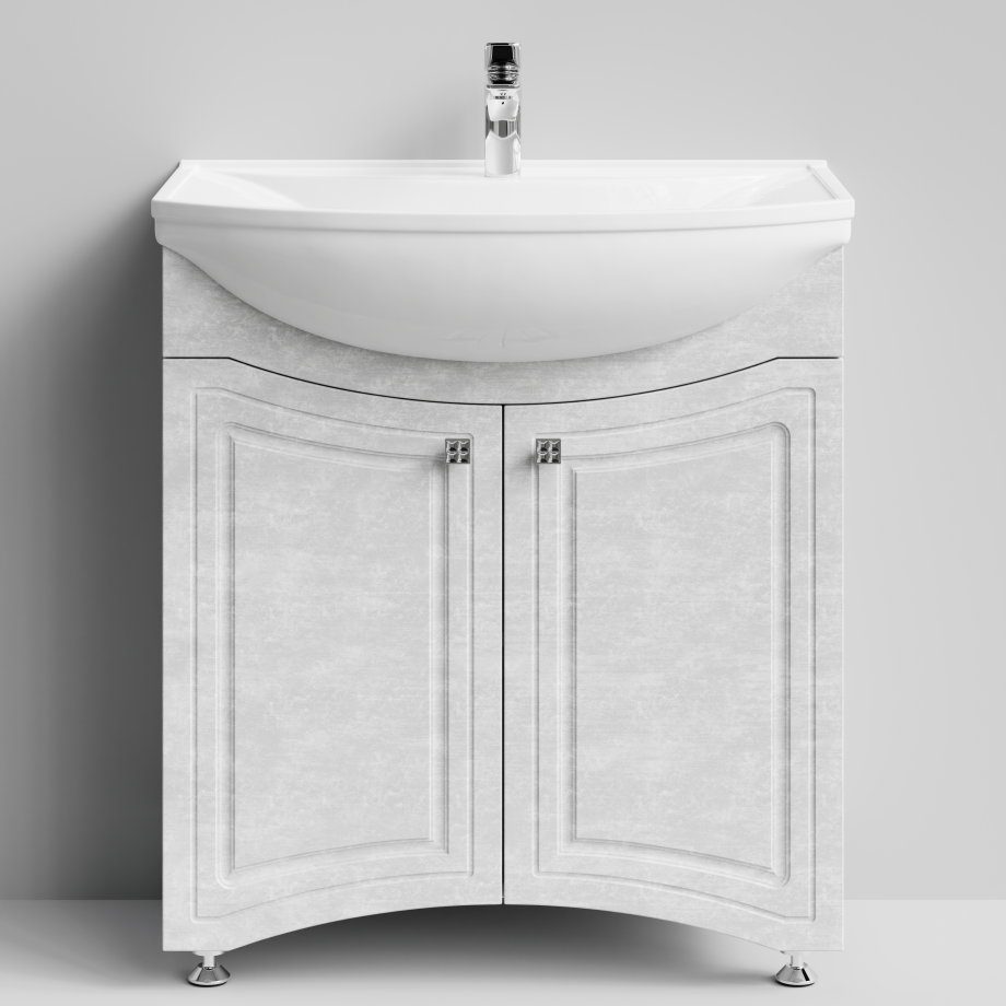 Тумба с раковиной Адам 75 напольная, Белый камень