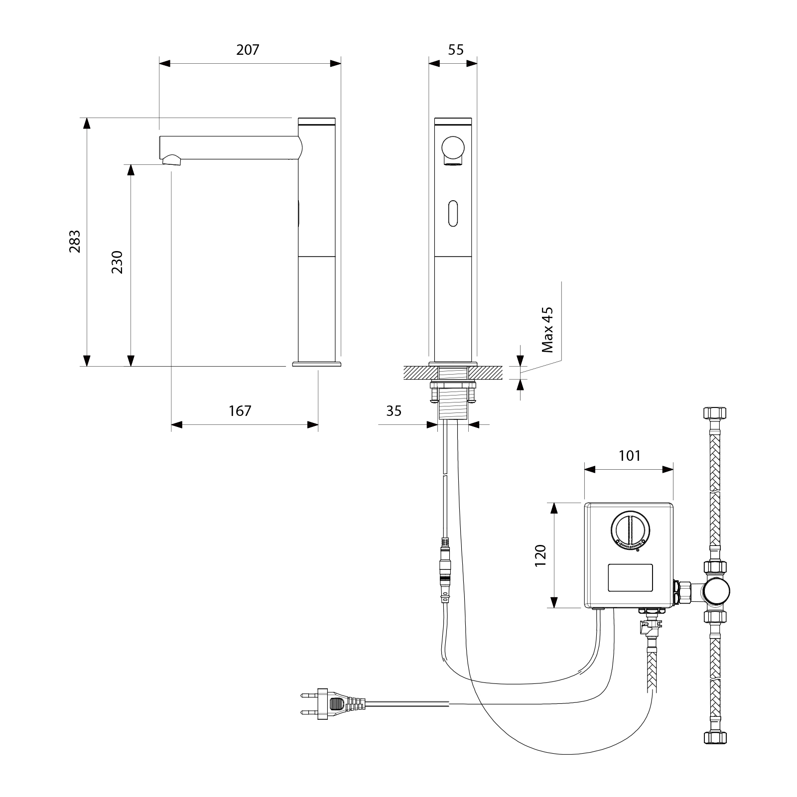 Смеситель для раковины-чаши сенсорный Timo Saona 2323/18F черное золото