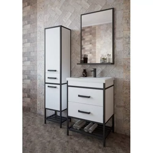 Зеркало Sanflor Норд 60 белый, черный муар