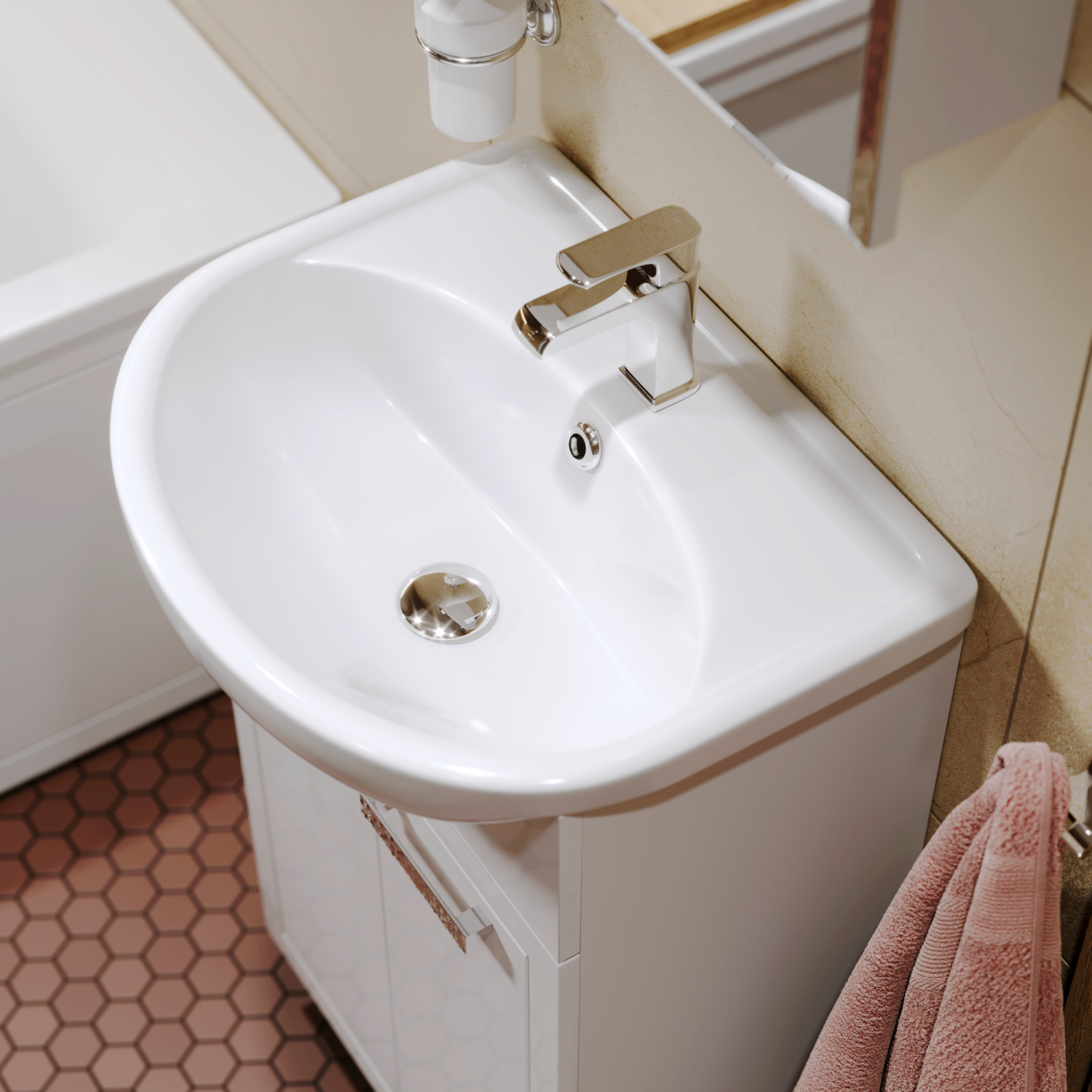 Тумба с раковиной Alavann Vittoria 50-01 напольная, белая