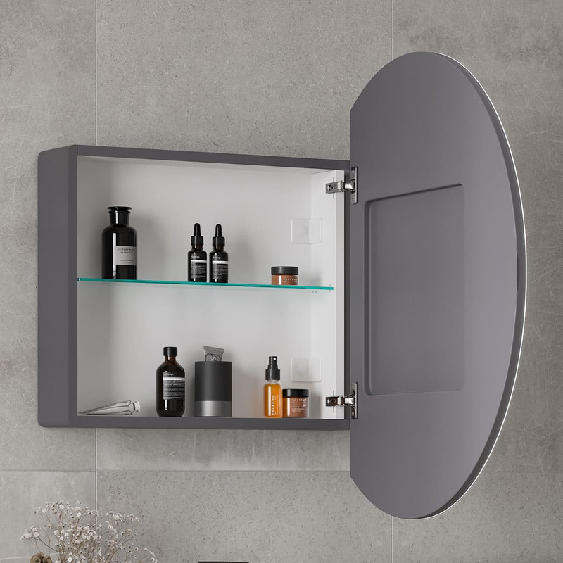 Зеркальный шкаф EQUIL Smile LED D80 графит софт