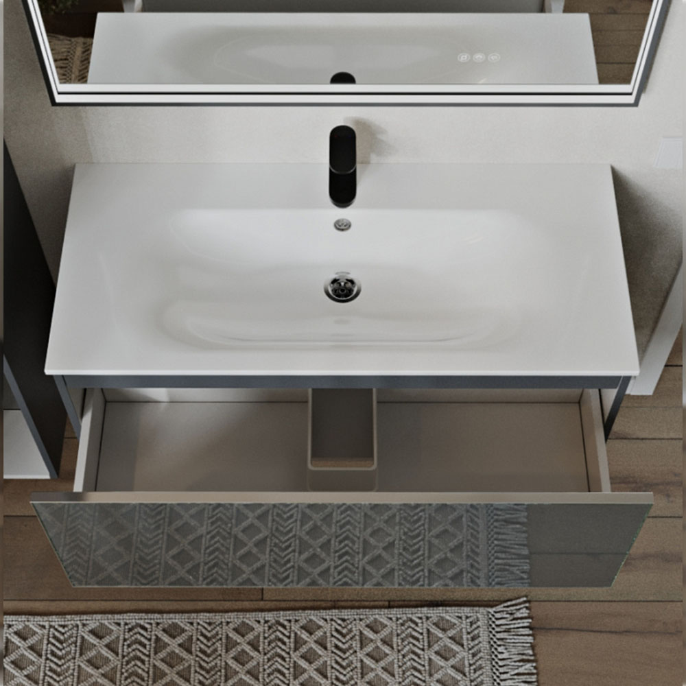 Тумба с раковиной подвесная (100 см) Terminus Vega VEG101001701601OSL, графит