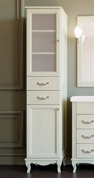 Пенал напольный ValenHouse Эллина 40 L слоновая кость, хром