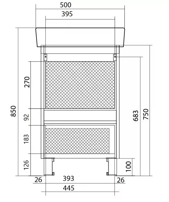 Тумба напольная 1Marka Tera 50Н с раковиной Нео 50, 1 дверь, белый/дуб сонома
