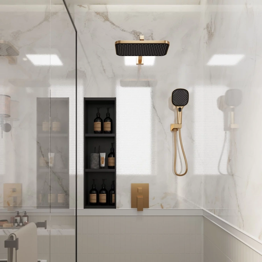 Встраиваемая душевая система Veconi AVELLA AV-410-G-C4, Золото брашинг