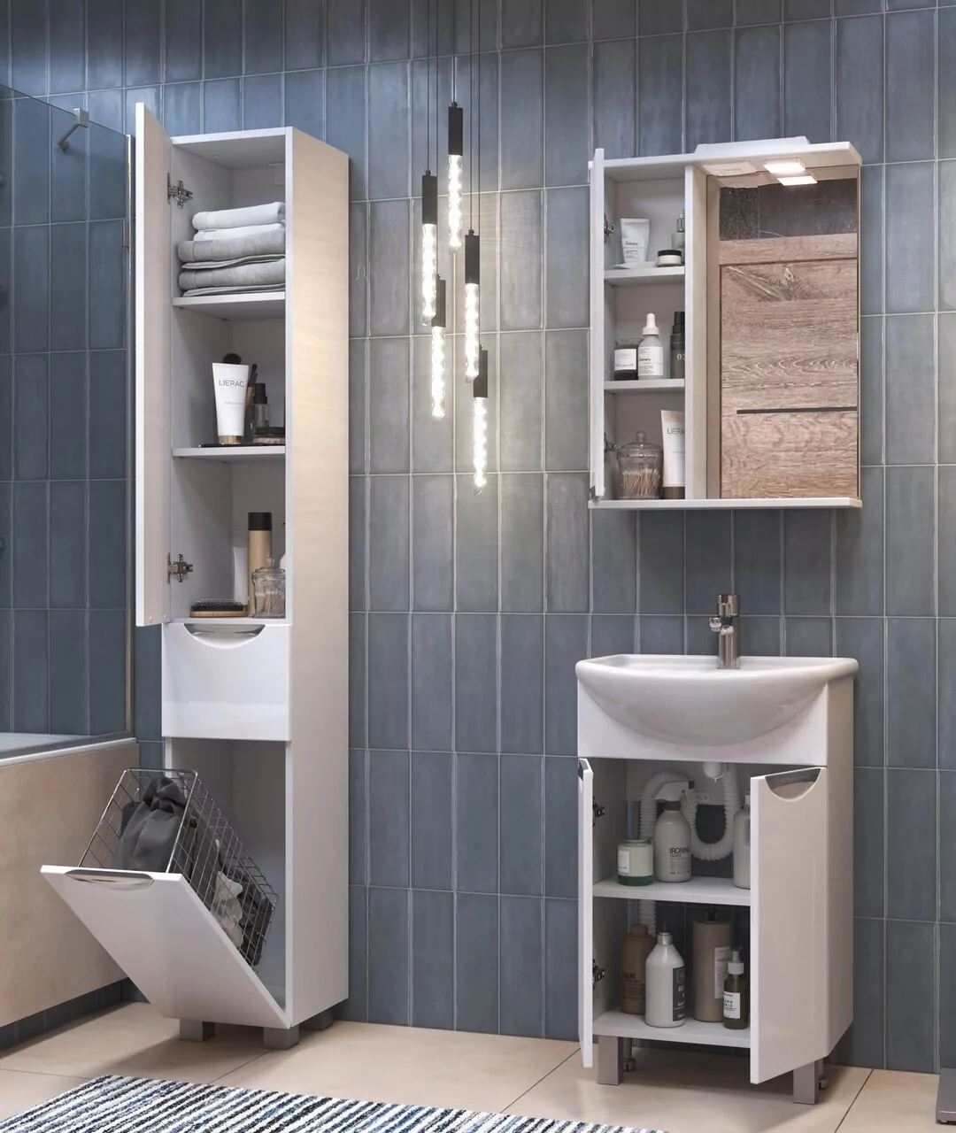 Зеркало со шкафчиком Vigo Callao 50 L, свет, белый