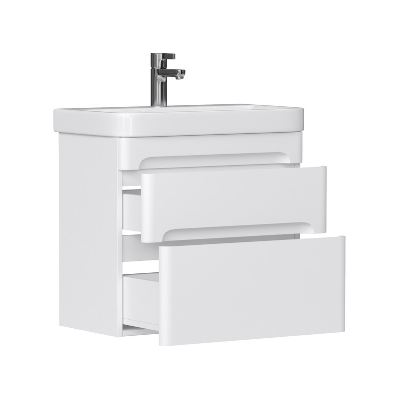 Тумба с раковиной EQUIL Nice 70 подвесная, 2 ящика, белый
