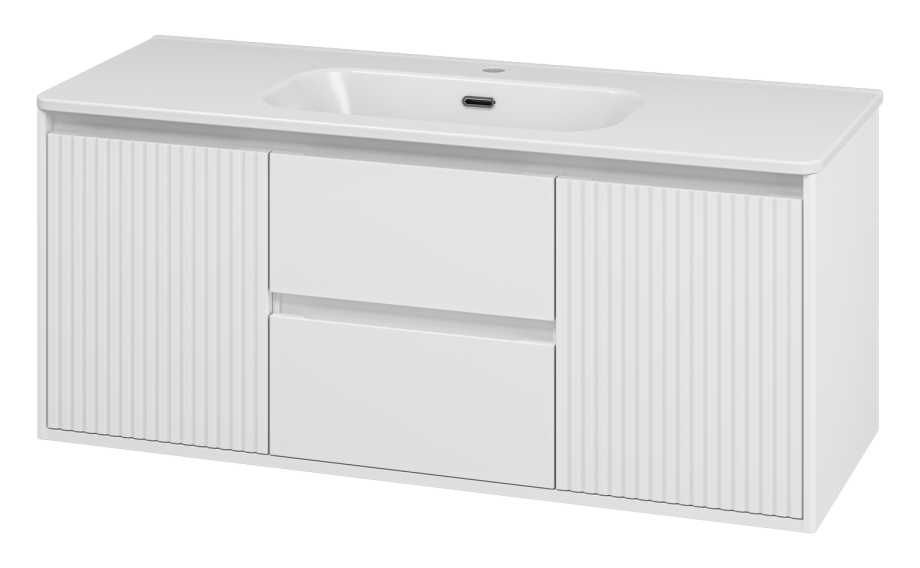 Тумба с раковиной Brevita Wine 120 подвесная (белая) с раковиной Brevita Onda 120