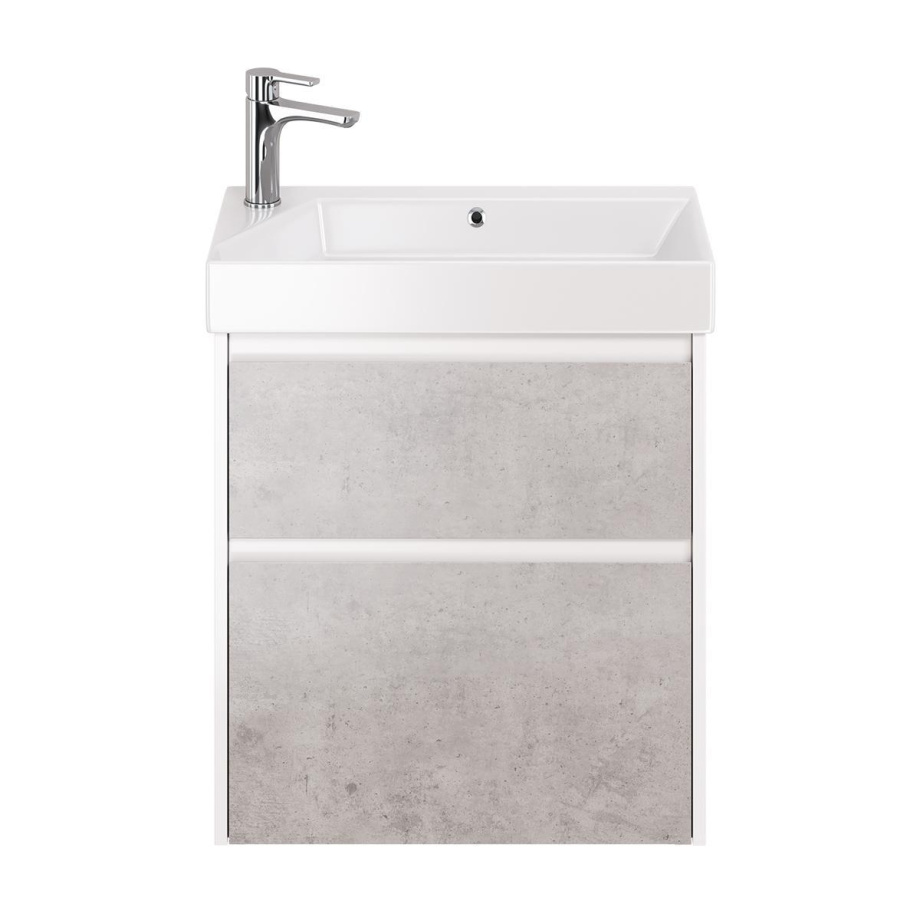 Тумба с раковиной подвесная Dreja Slim 65 см, белый/бетон