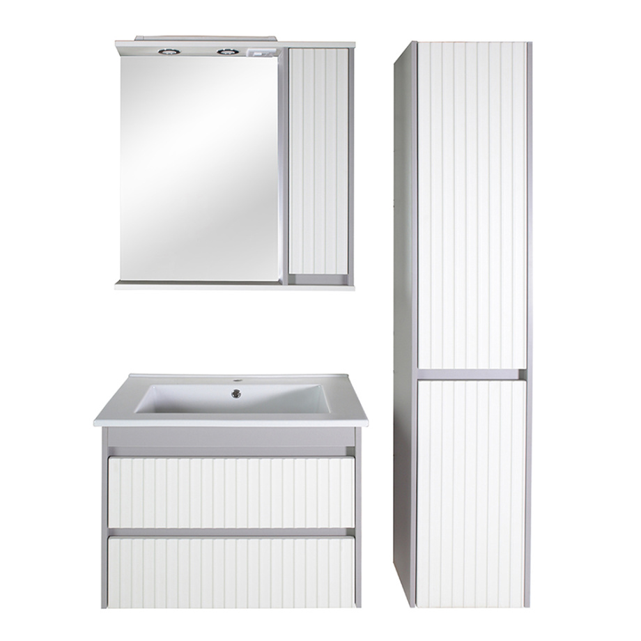 Мебель для ванной Асб-мебель Мирано 85 комплект, напольный, слоновая кость/шиншилла серая